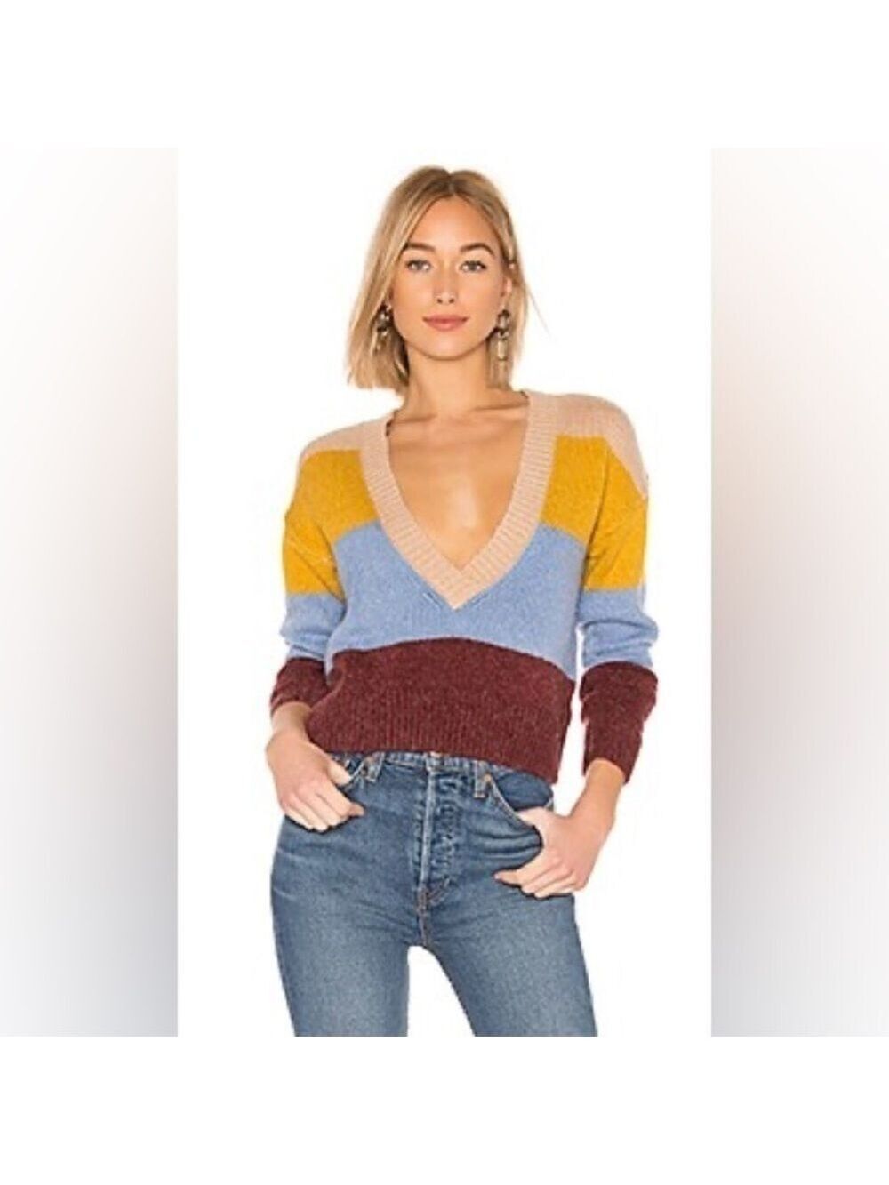 Anthropologie For Love & Lemons Knitz Wellesley Stripe Long Sleeve Sweater